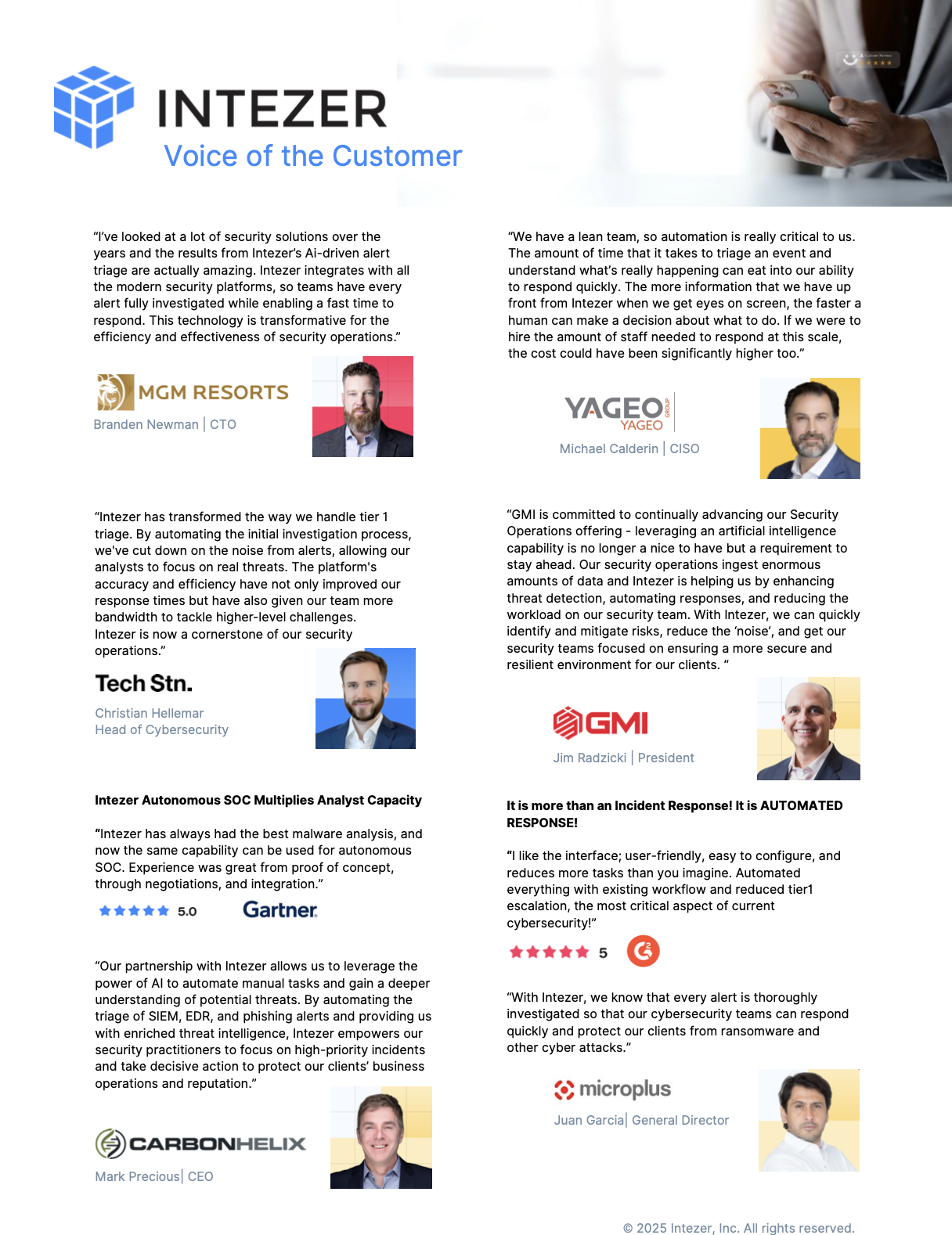 Intezer - Voice of the Customer